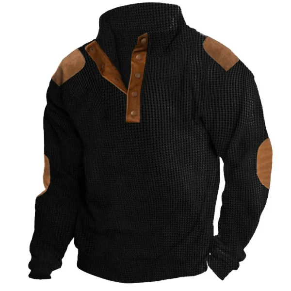 Men's Waffle Knit Collar Sport Shirt for Outdoor Leisure